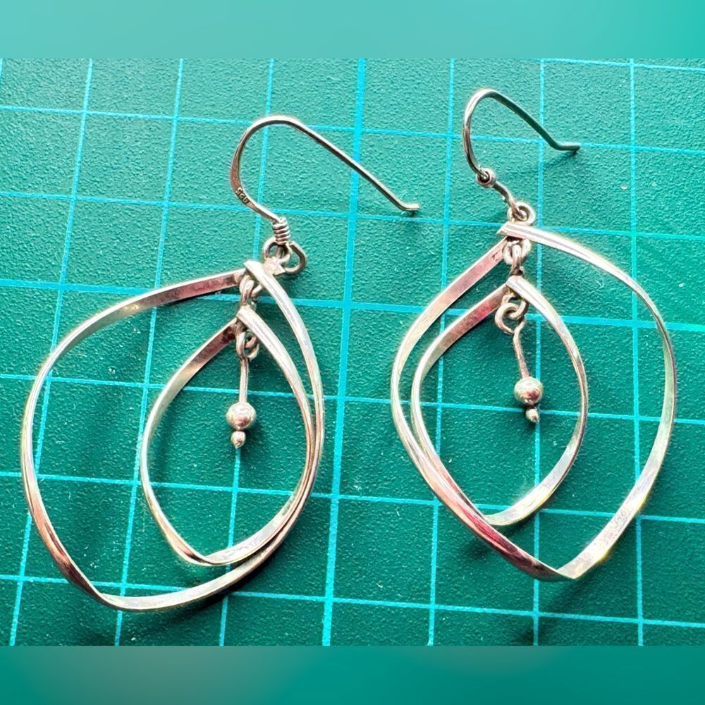 Earrings – Vintage .925 Sterling Silver Multi-Hoop Dangle